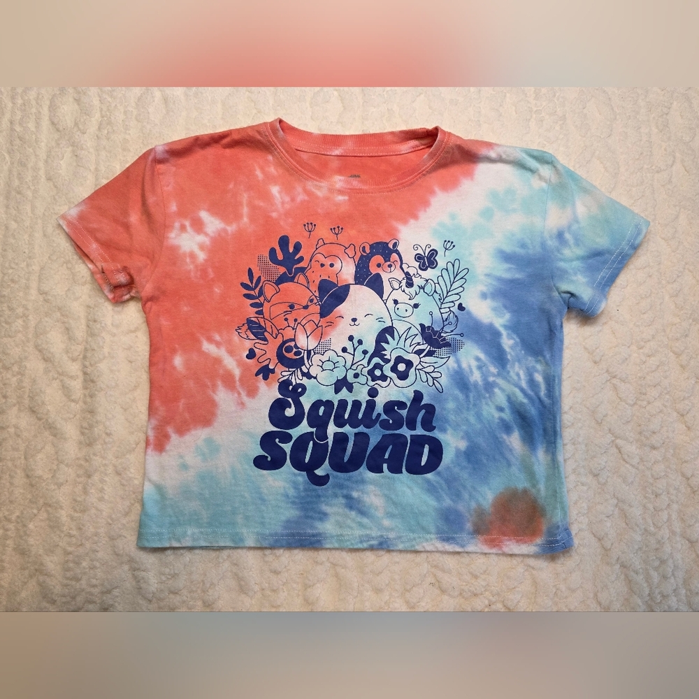 Squishmallows Tie-Dye “Squish Squad” Tee | Size M | Pastel Blue & Coral